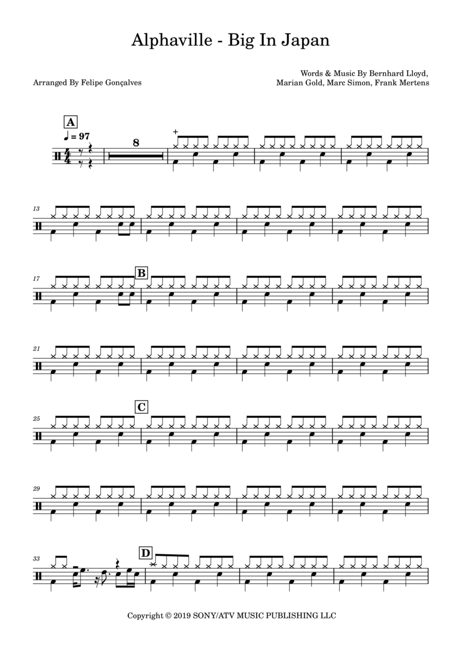 Big In Japan Big In Japan Drum Set scores gallery preview page 1