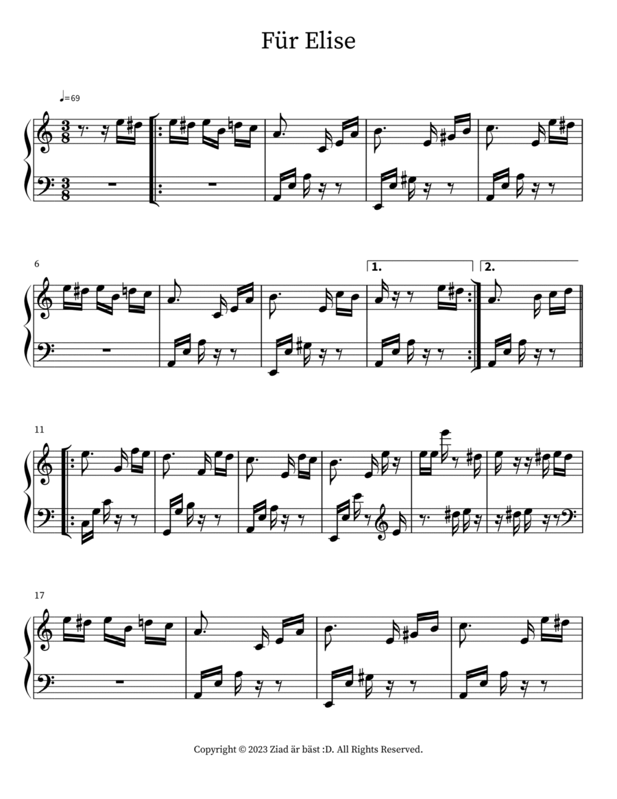 Für Elise Für Elise Piano scores gallery preview page 1