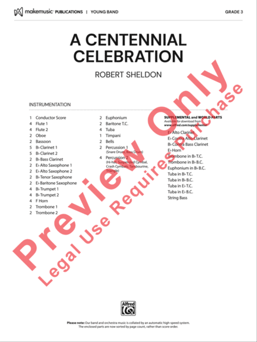 A Centennial Celebration A Centennial Celebration Concert Band scores gallery preview page 2