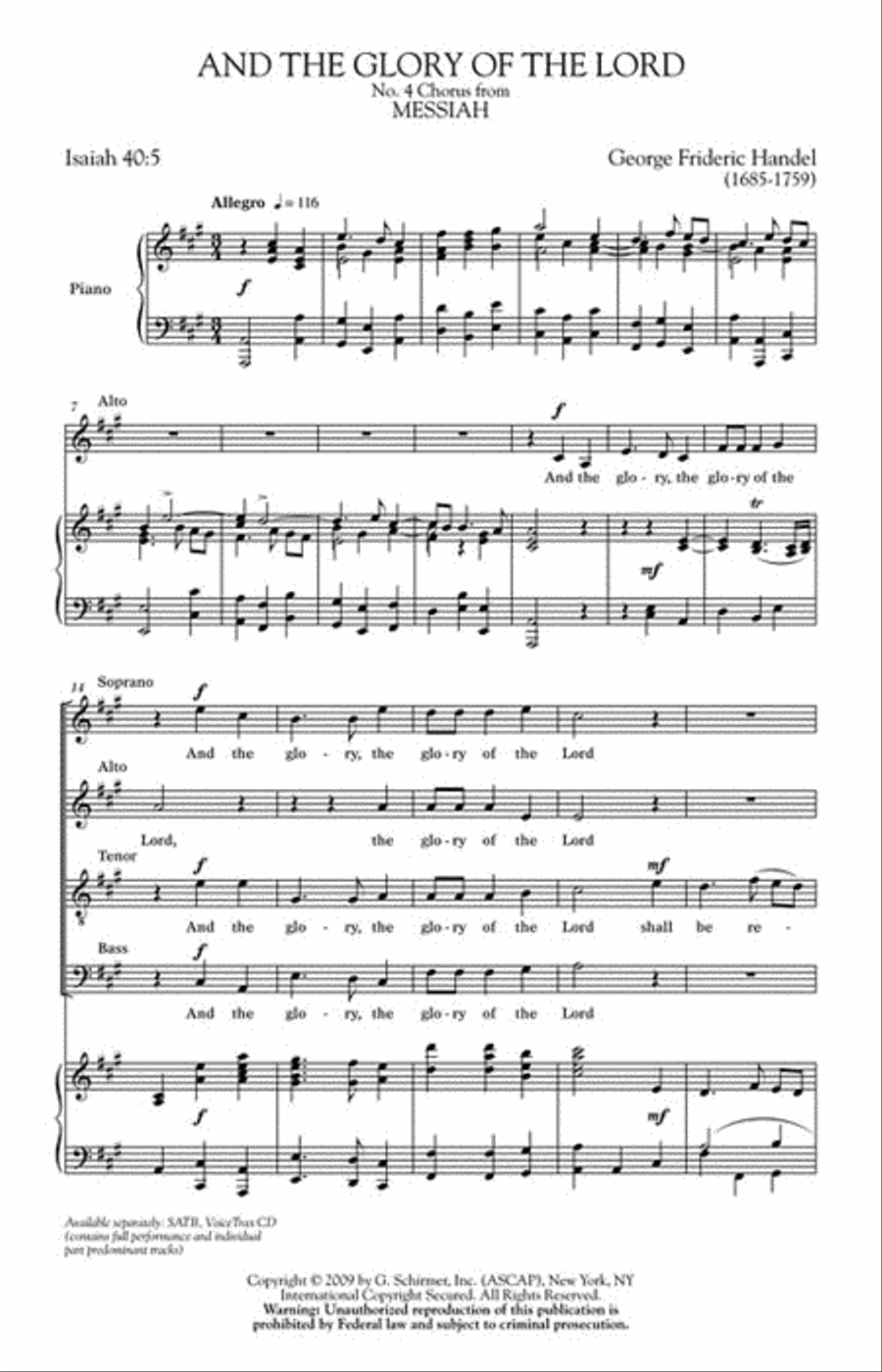 And the Glory of the Lord 4-Part scores gallery preview page 2