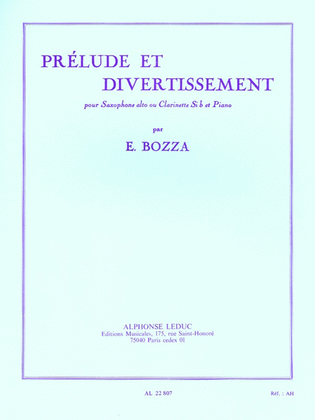 Book cover for Prelude Et Divertissement (saxophone-alto & Piano)
