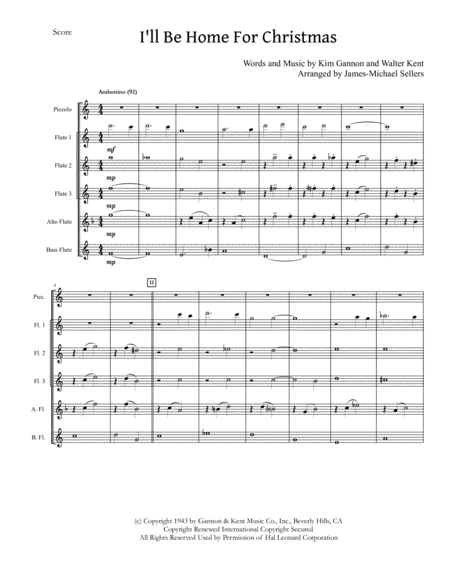 I'll Be Home For Christmas by Rascal Flatts Flute Choir - Digital Sheet Music