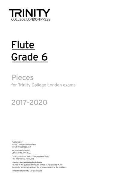 Flute Exam Pieces 2017-2020: Grade 6 (part only)