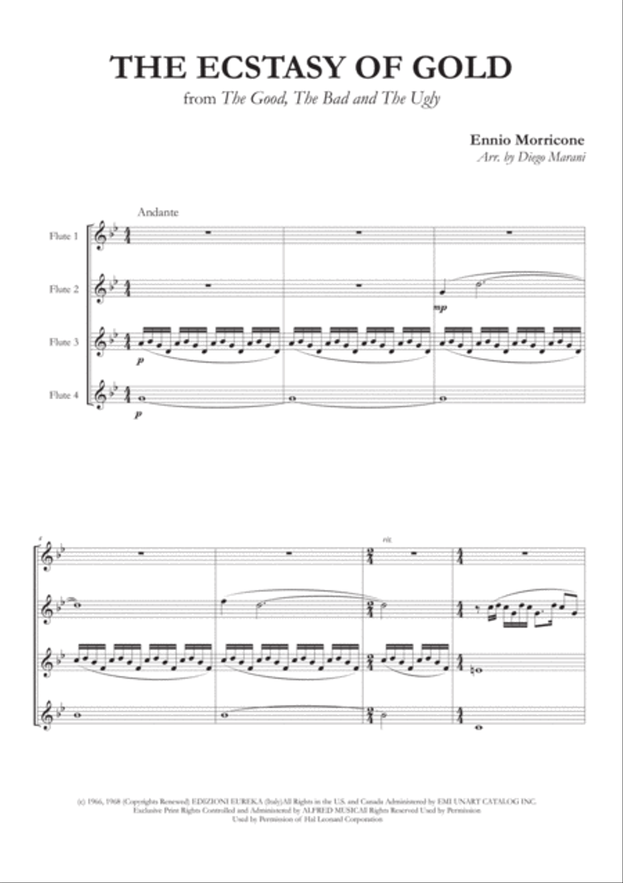 The Ecstasy Of Gold from THE GOOD, THE BAD AND THE UGLY Woodwind Quartet scores gallery preview page 3