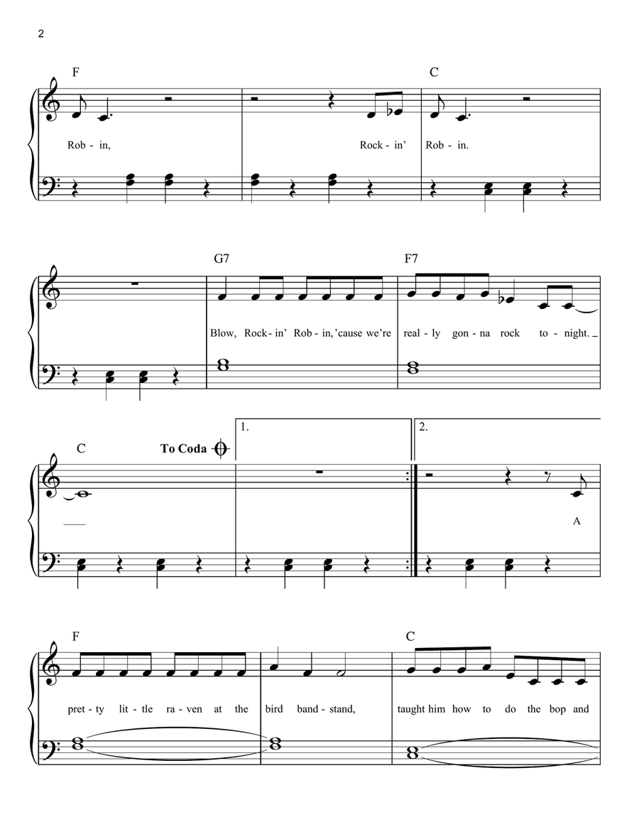 Rockin' Robin Easy Piano scores gallery preview page 2