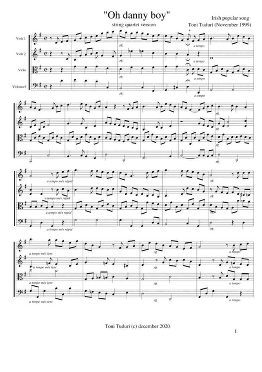 "Oh danny boy" - Irish popular song - version for string quartet - Score image number null