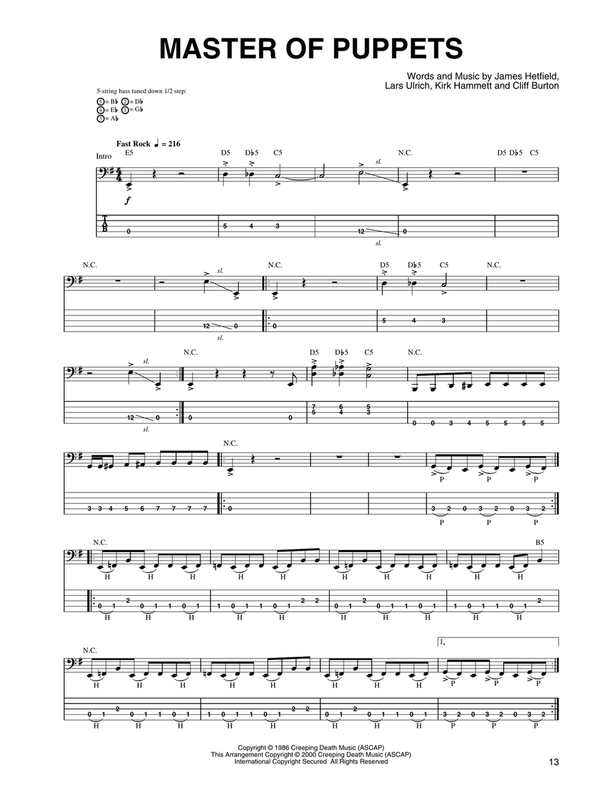 Master Of Puppets Acoustic Guitar scores gallery preview page 1