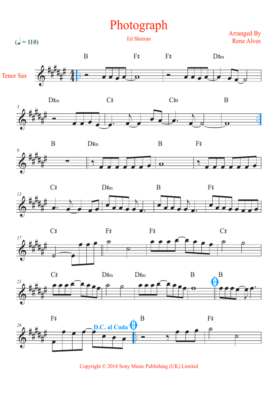 Photograph Photograph Tenor Saxophone scores gallery preview page 1