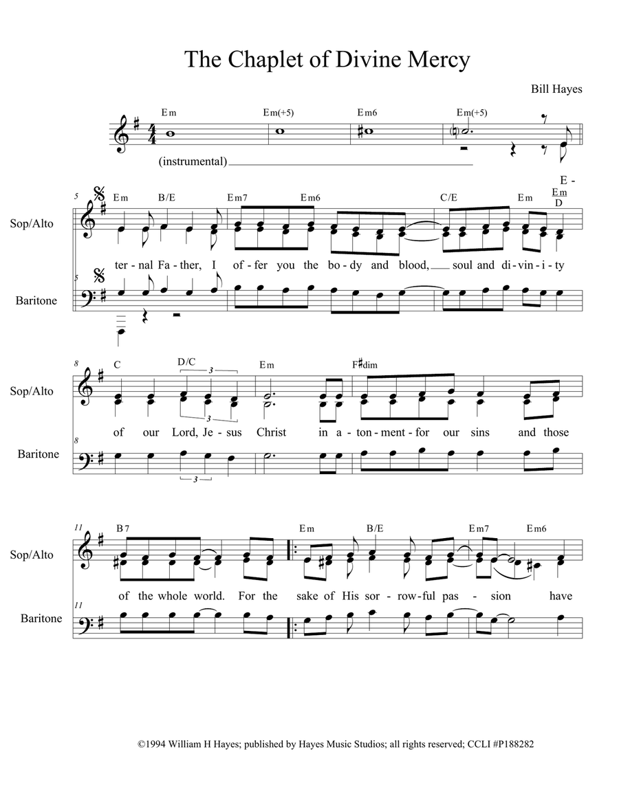 Chaplet of Divine Mercy (Sop/Alto/Bar) 3-Part scores gallery preview page 1