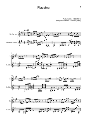 Pedro Galdino - Flausina. Arrangement for Clarinet and Classical Guitar