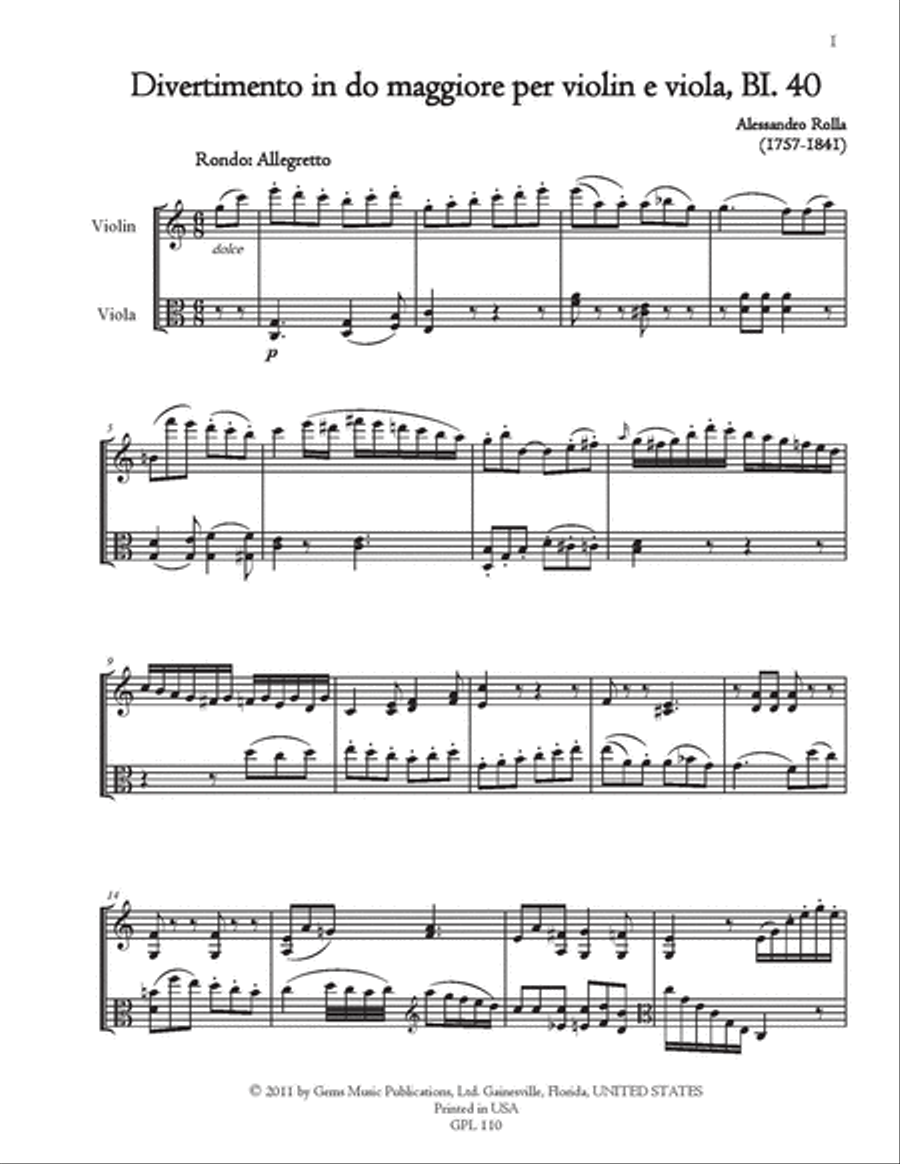 78 Violin-Viola Duets, BI. 33-110 Volume 3 (BI. 40-42) String Duet scores gallery preview page 2