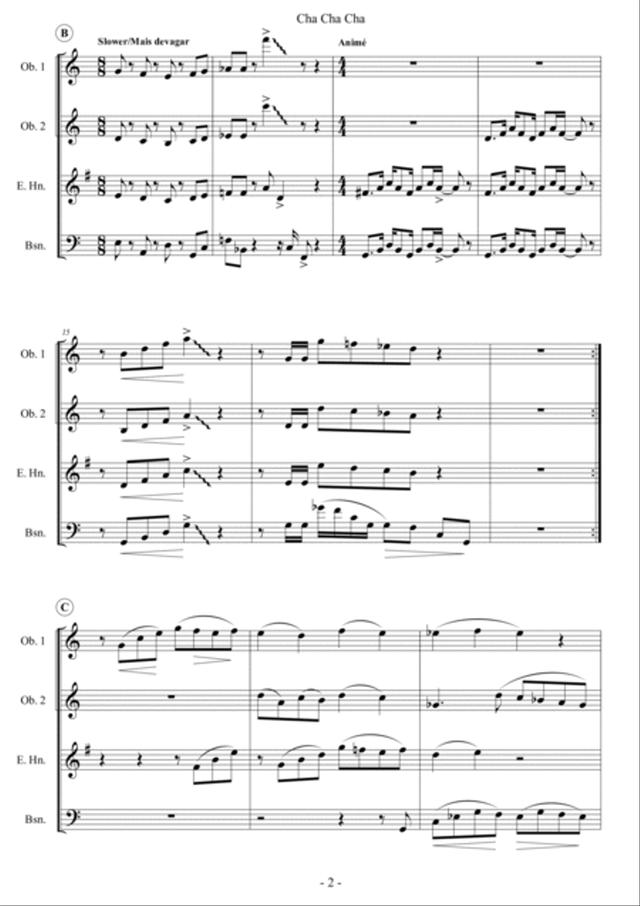 Cha cha cha Woodwind Quartet scores gallery preview page 3