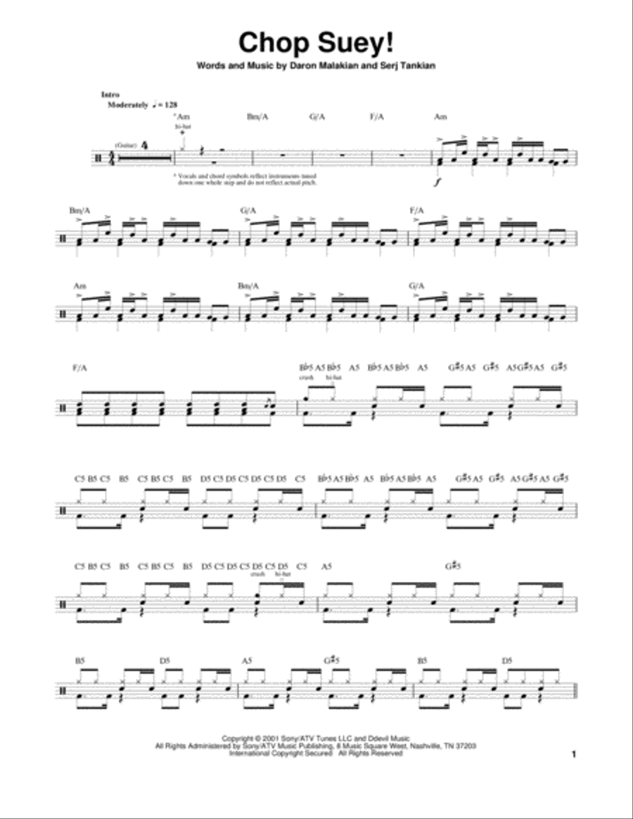 Chop Suey! Drum Set scores gallery preview page 1