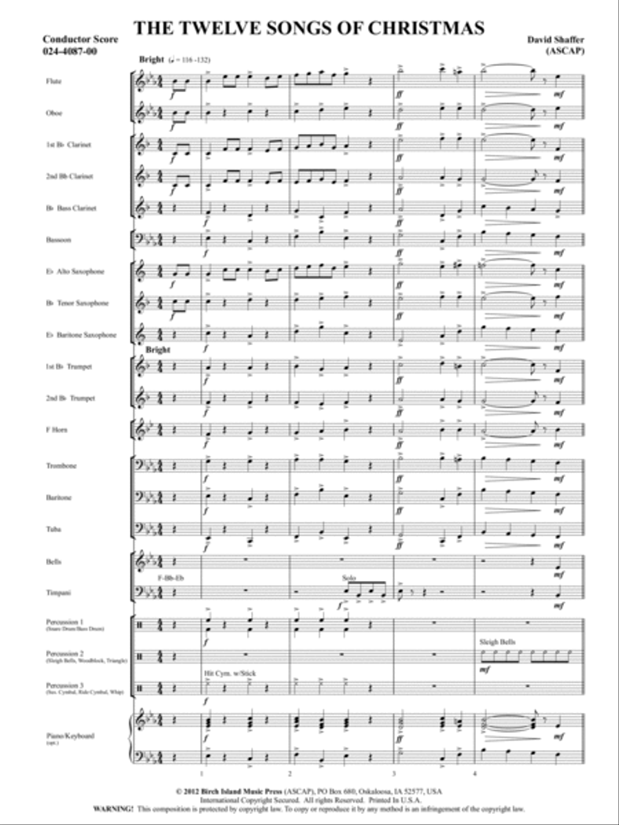 The Twelve Songs of Christmas Concert Band scores gallery preview page 2