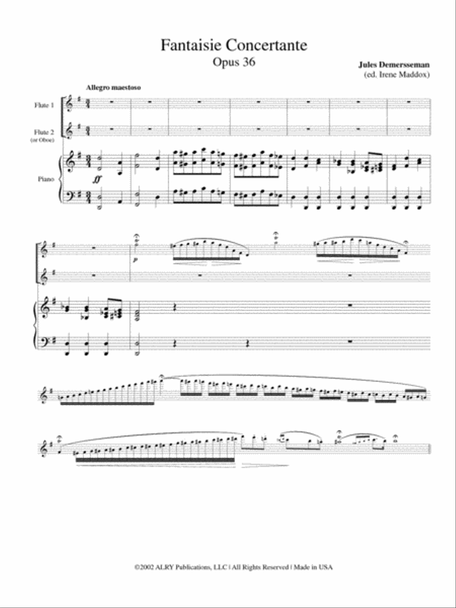 Fantasie Concertante for Two Flutes and Piano Flute Duet scores gallery preview page 2