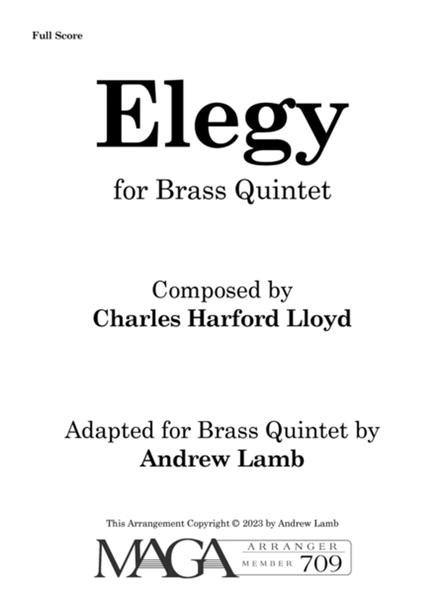 Charles Harford Lloyd | Elegy | for Brass Quintet image number null