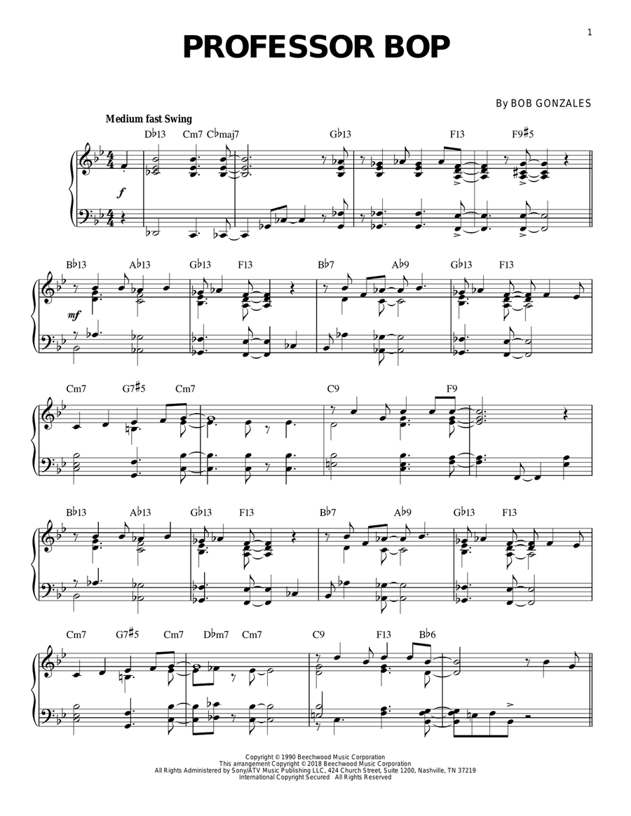 Professor Bop Professor Bop Piano Solo scores gallery preview page 1