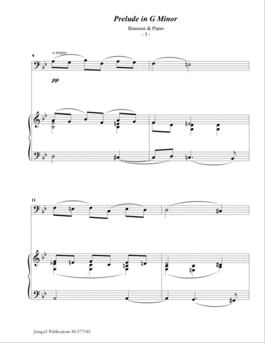 Scriabin: Prelude in G Minor for Bassoon & Piano Woodwind Duet scores gallery preview page 3