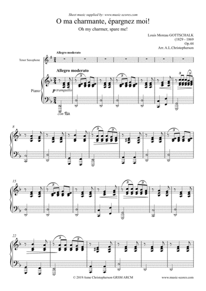 O ma charmante, épargnez moi - Tenor Sax and Piano image number null