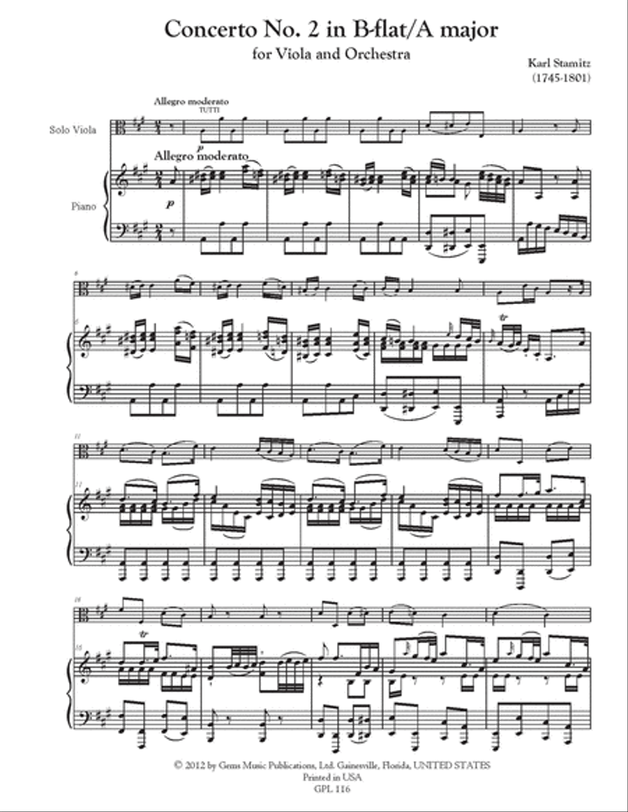 Concerto No. 2 in B-flat/A major Viola and Orchestra Piano Accompaniment scores gallery preview page 2