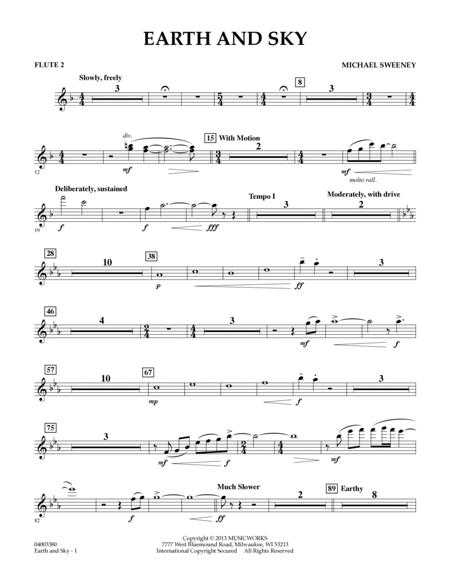 Earth and Sky - Flute 2 Concert Band scores gallery preview page 1