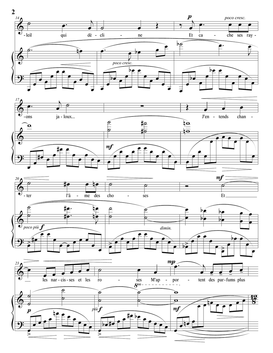 BACHELET: Chère nuit (transposed to C major) Piano, Vocal scores gallery preview page 3