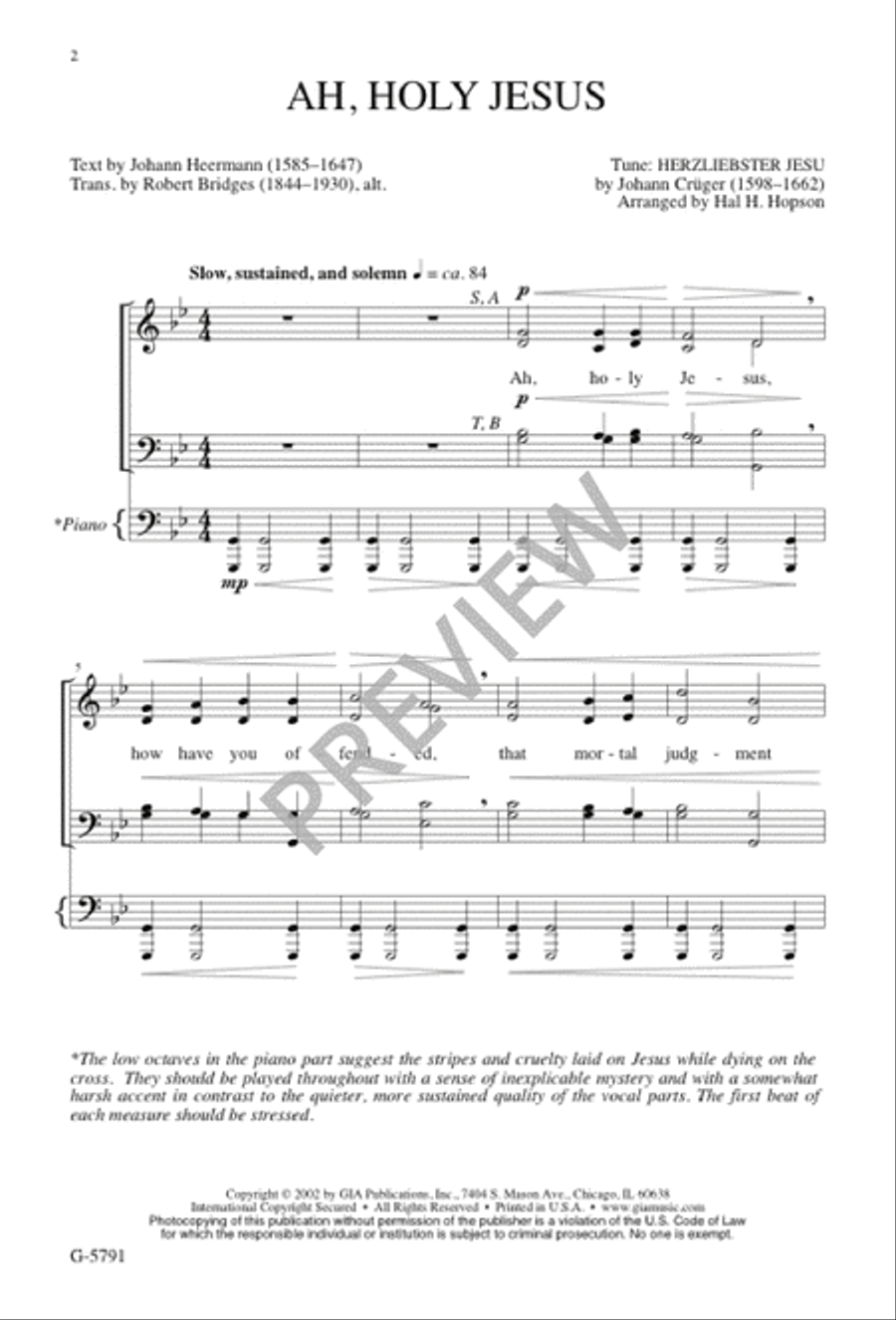 Ah, Holy Jesus Ah, Holy Jesus 4-Part scores gallery preview page 2