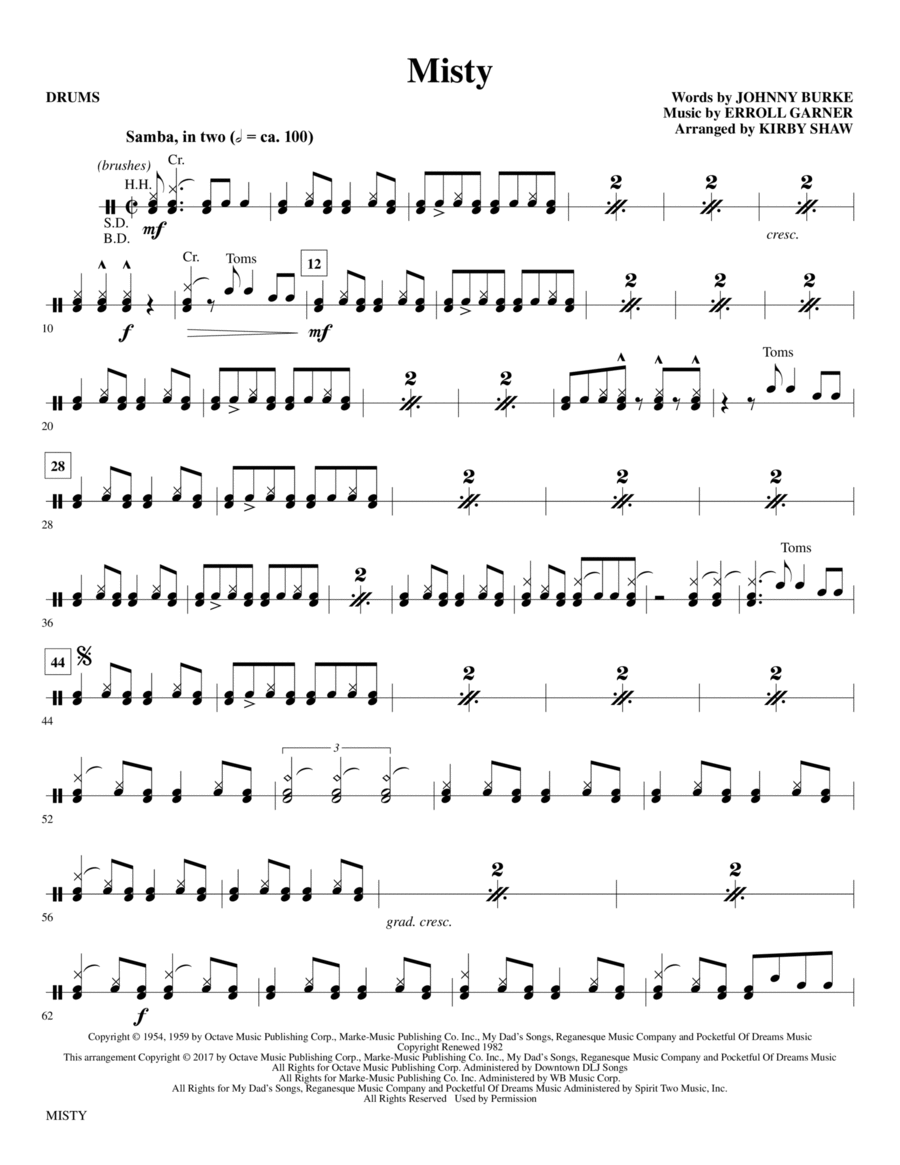 Misty - Drums Choir scores gallery preview page 1