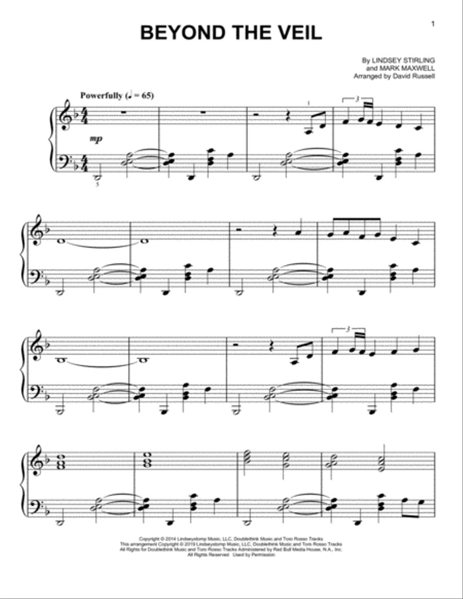 Beyond The Veil Easy Piano scores gallery preview page 1