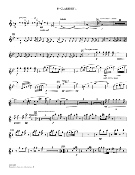 Selections from Les Misérables (arr. Warren Barker) - Bb Clarinet 1