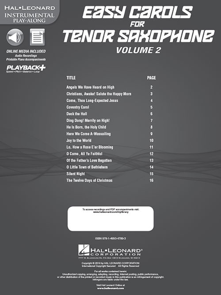 Easy Carols For Tenor Saxophone, Vol. 2 image number null