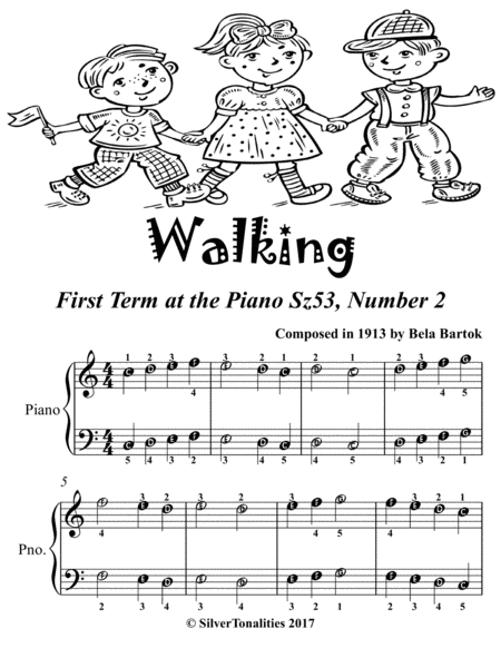 Walking First Term at the Piano Sz53 Number 2 Easiest Piano Sheet Music