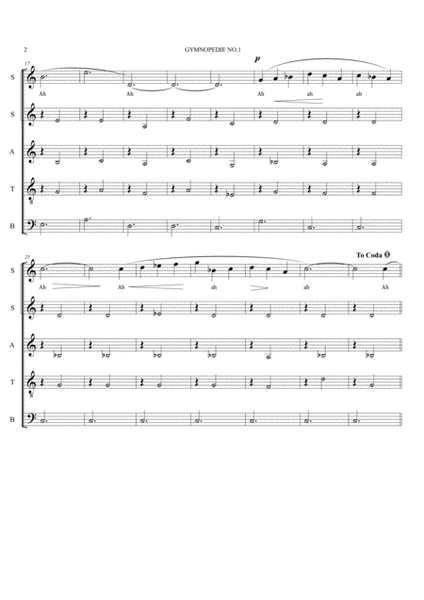 GYMNOPEDIE 1 by Satie arranged for A Cappella choir SSATB