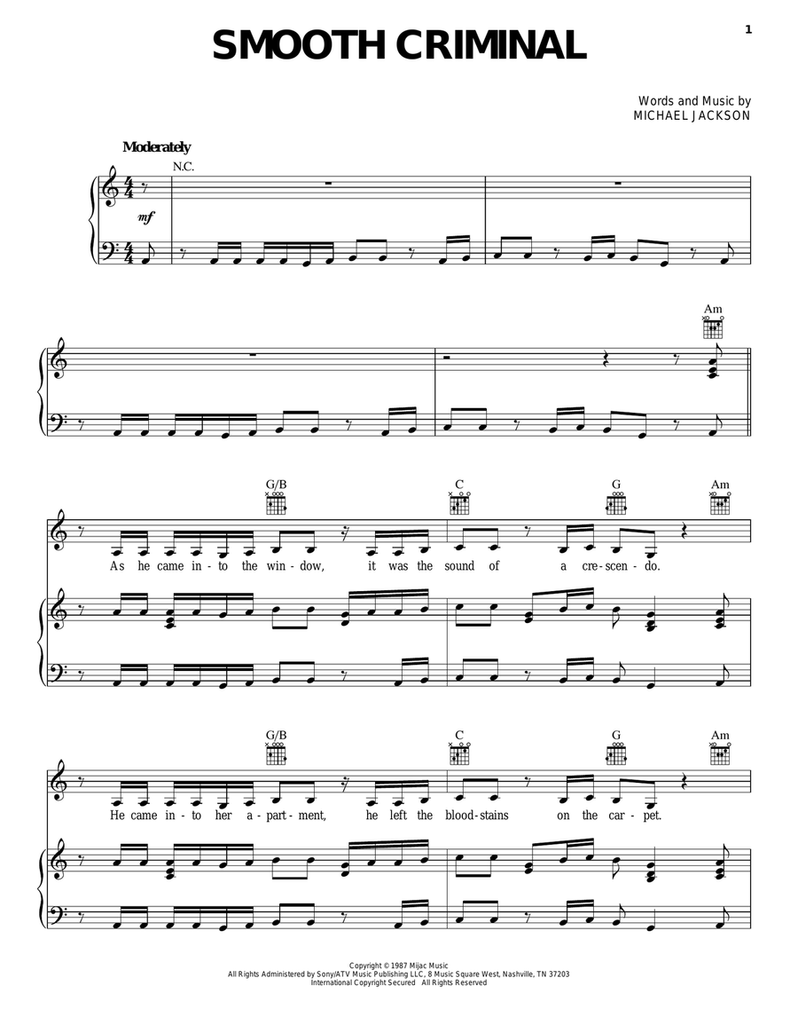 Smooth Criminal Acoustic Guitar scores gallery preview page 1