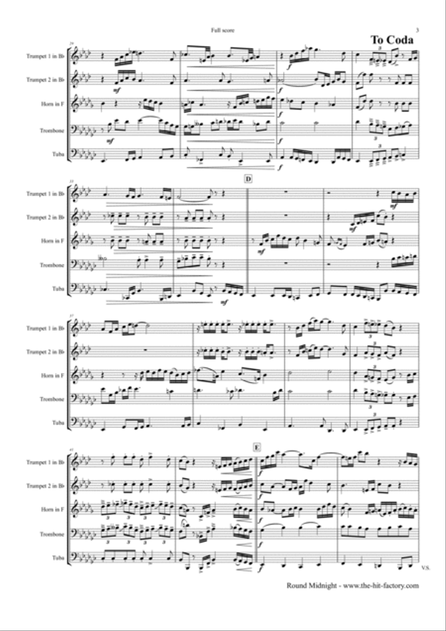 'round Midnight Horn scores gallery preview page 3