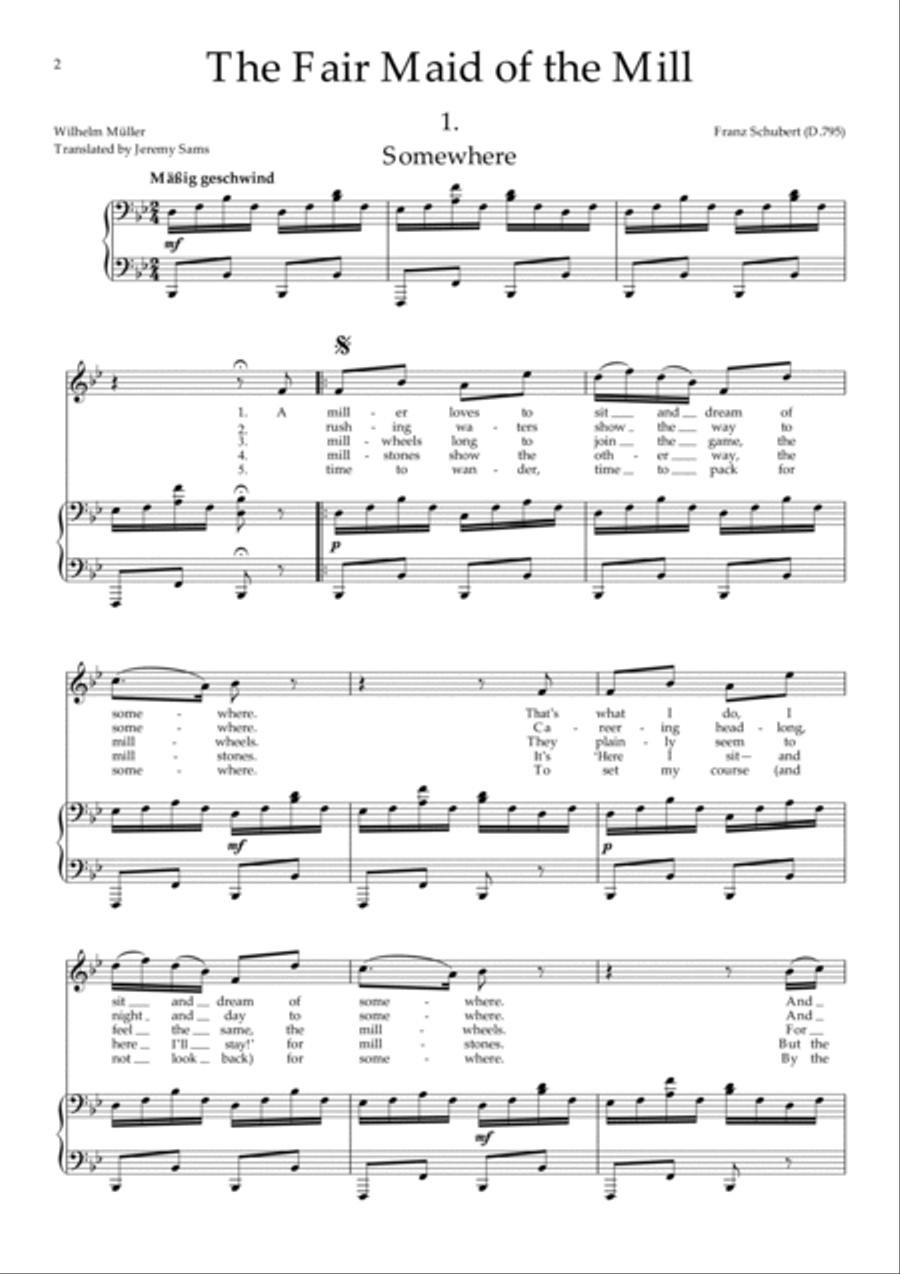 The Fair Maid of the Mill (Die Schone Mullerin) translated J. Sams (original keys) The Fair Maid of the Mill (Die Schone Mullerin) translated J. Sams (original keys) Voice scores gallery preview page 3