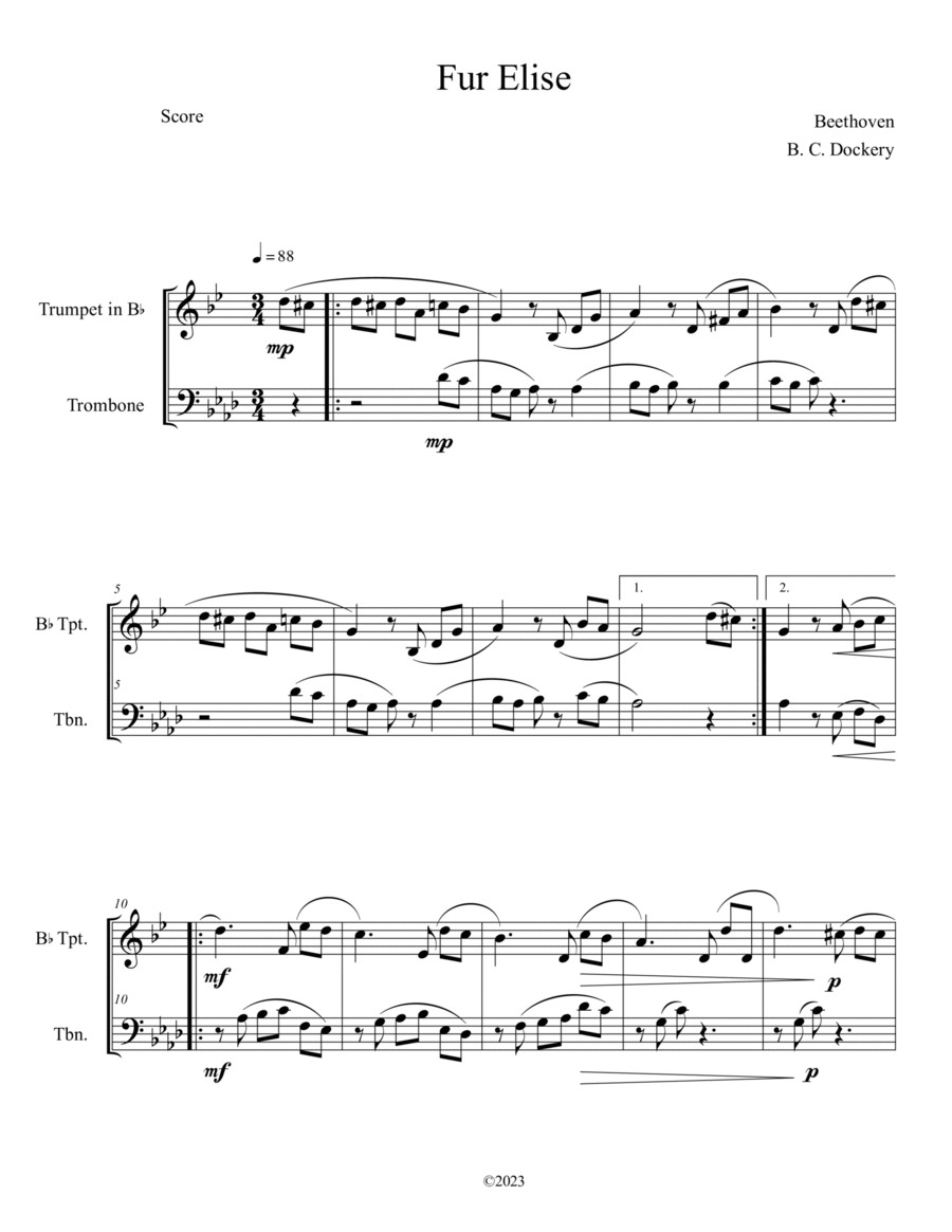 Fur Elise (Trumpet and Trombone Duet) image number null