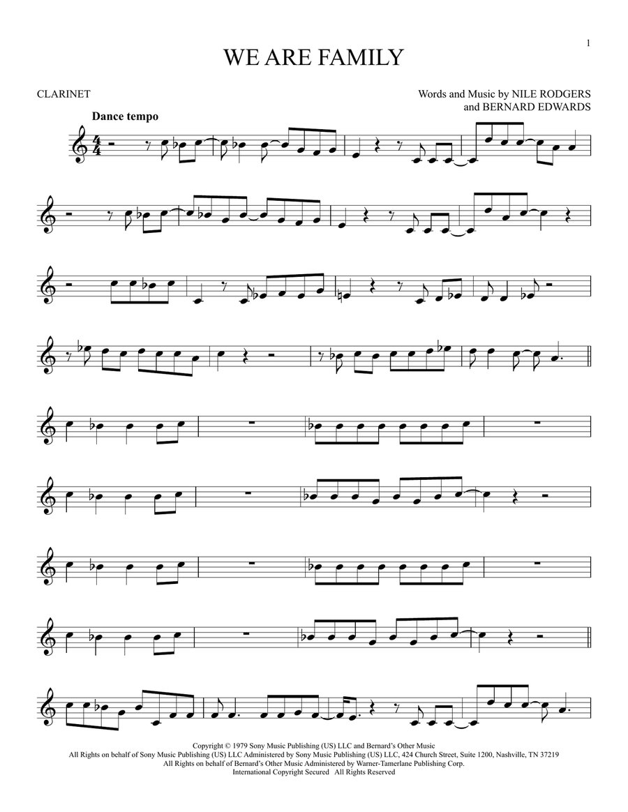 We Are Family We Are Family Clarinet Solo scores gallery preview page 1