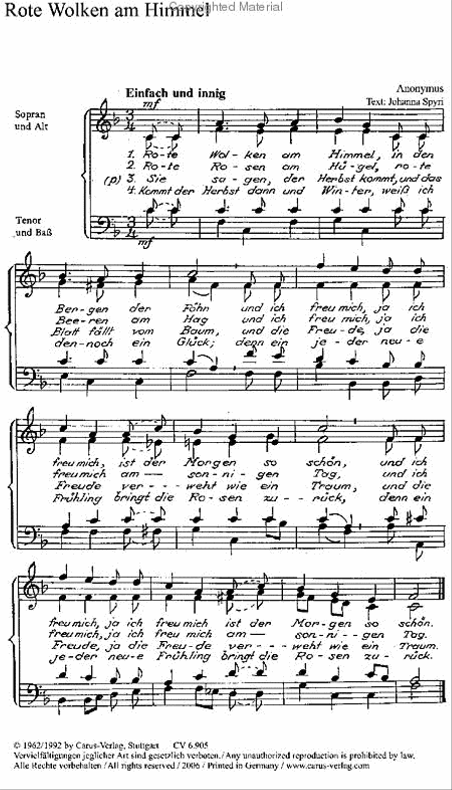 Beethoven: Opferlied; Anon.: Rote Wolken Choir scores gallery preview page 2
