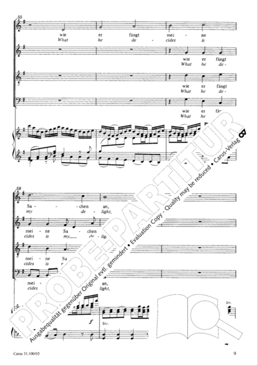 Whatever God ordains is right (Was Gott tut, das ist wohlgetan) 4-Part scores gallery preview page 10