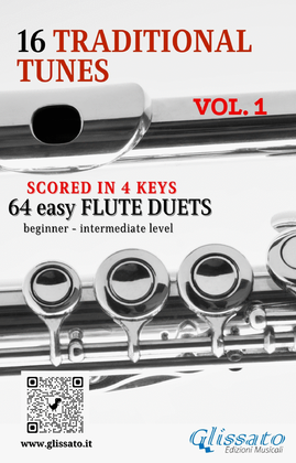 Book cover for 16 Traditional Tunes - 64 easy flute duets (VOL.1)