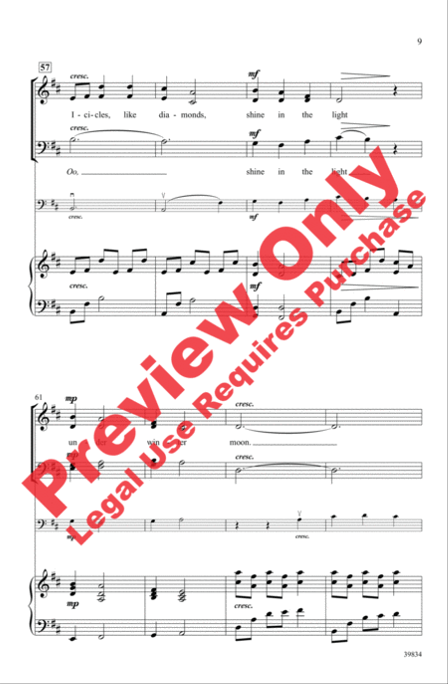 Under Winter Moon 4-Part scores gallery preview page 9