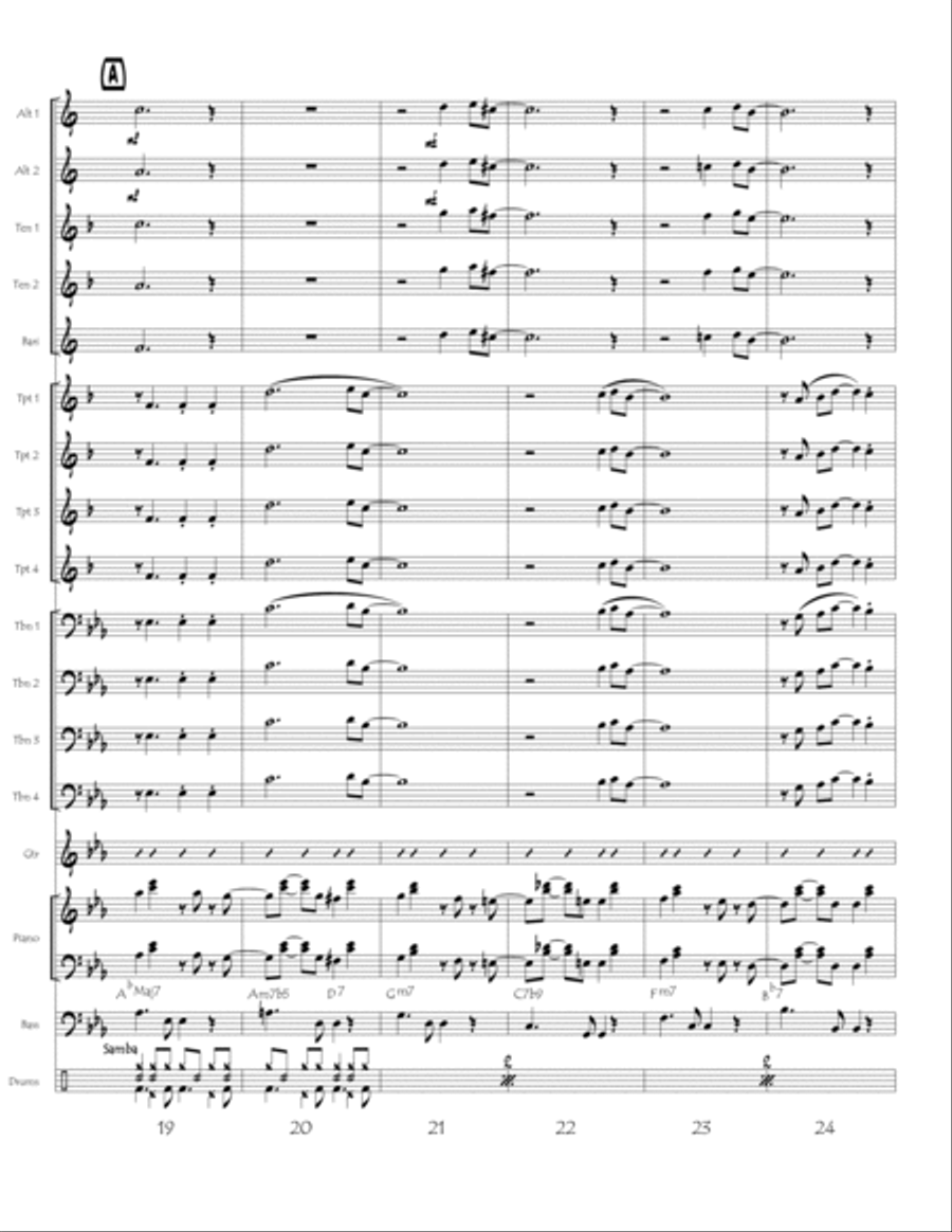 Cancion del Diablo Azul (digital print) Jazz Ensemble scores gallery preview page 4