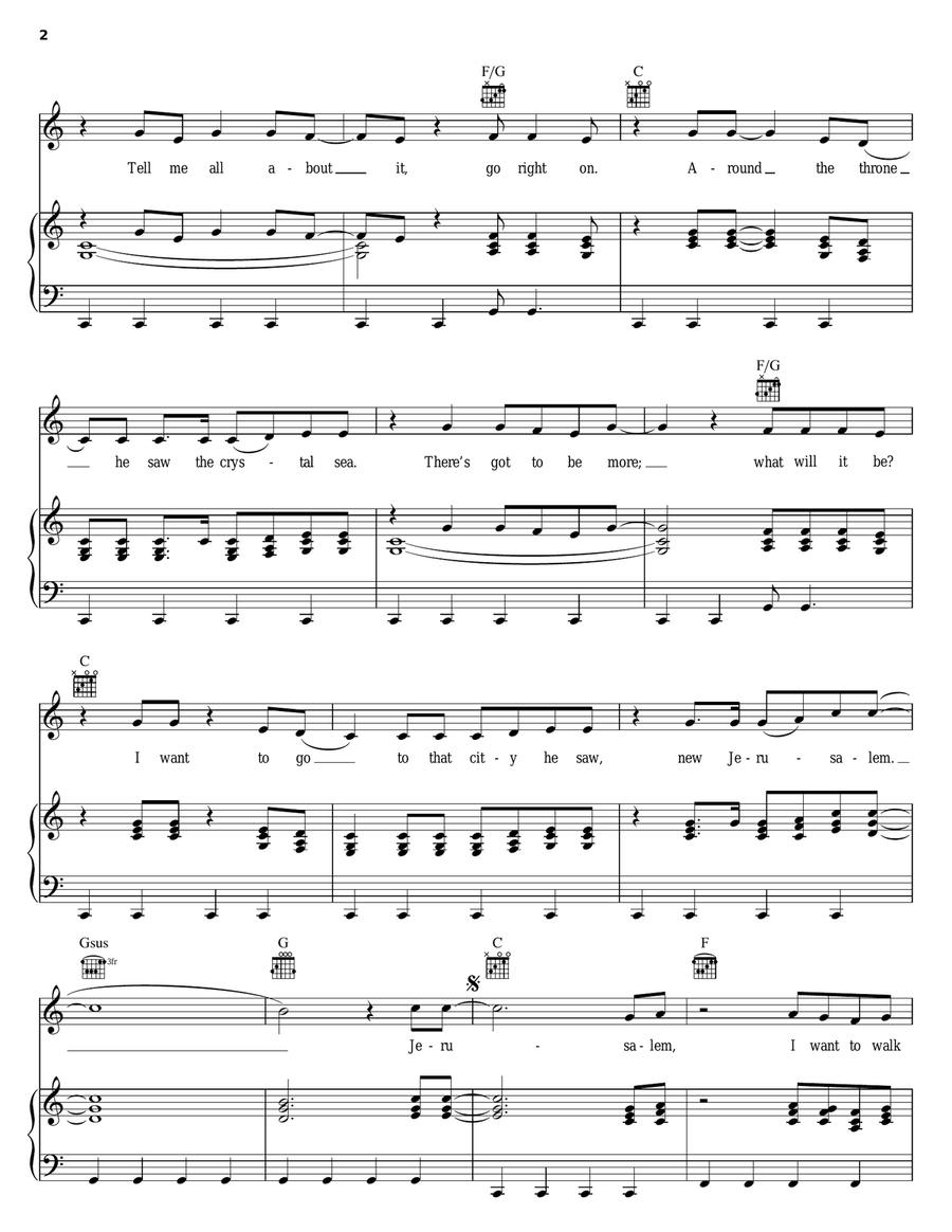 Jerusalem Piano, Vocal, Guitar scores gallery preview page 2