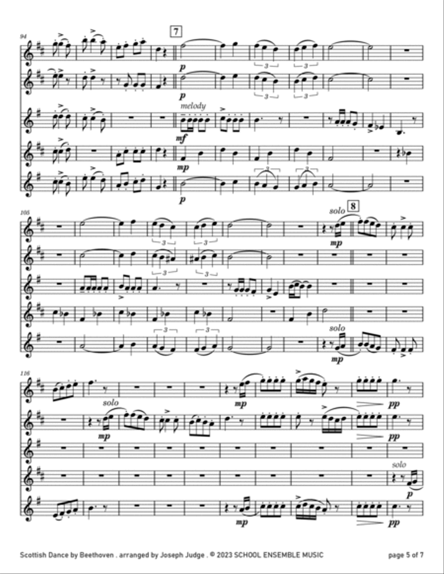 Scottish Dance by Beethoven for Saxophone Quartet in Schools Saxophone Quartet scores gallery preview page 5