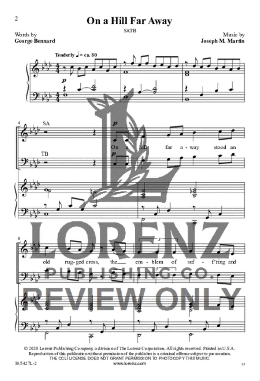On a Hill Far Away 4-Part scores gallery preview page 2