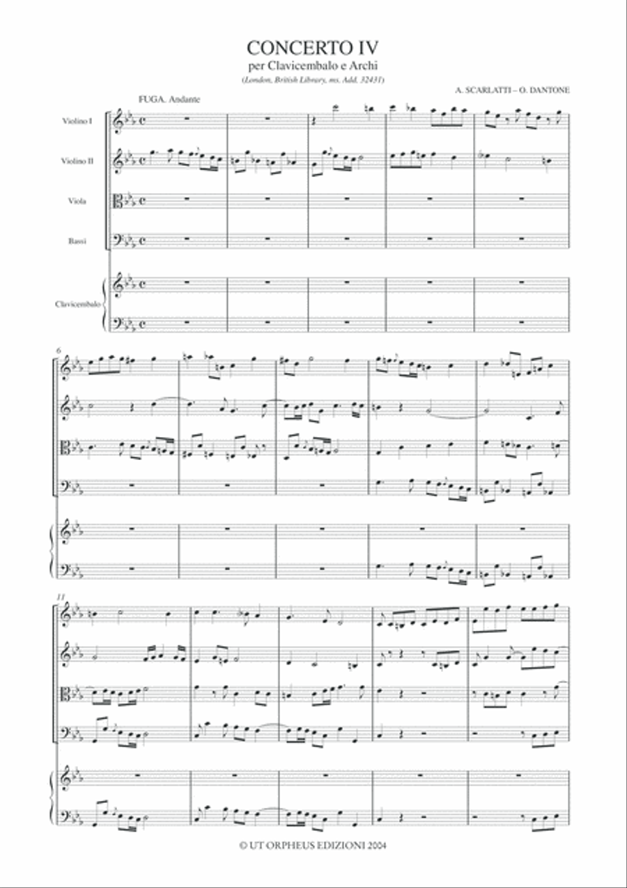 Concerto IV (London, British Library, ms. Add. 32431) for Harpsichord and Strings Orchestra scores gallery preview page 2