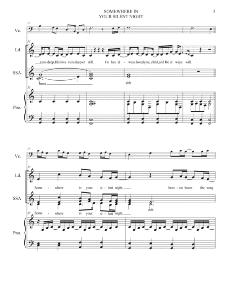 Somewhere In Your Silent Night SSA scores gallery preview page 6