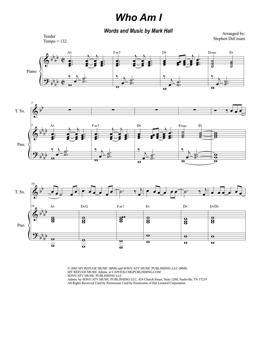 Who Am I Who Am I Saxophone Quartet scores gallery preview page 1