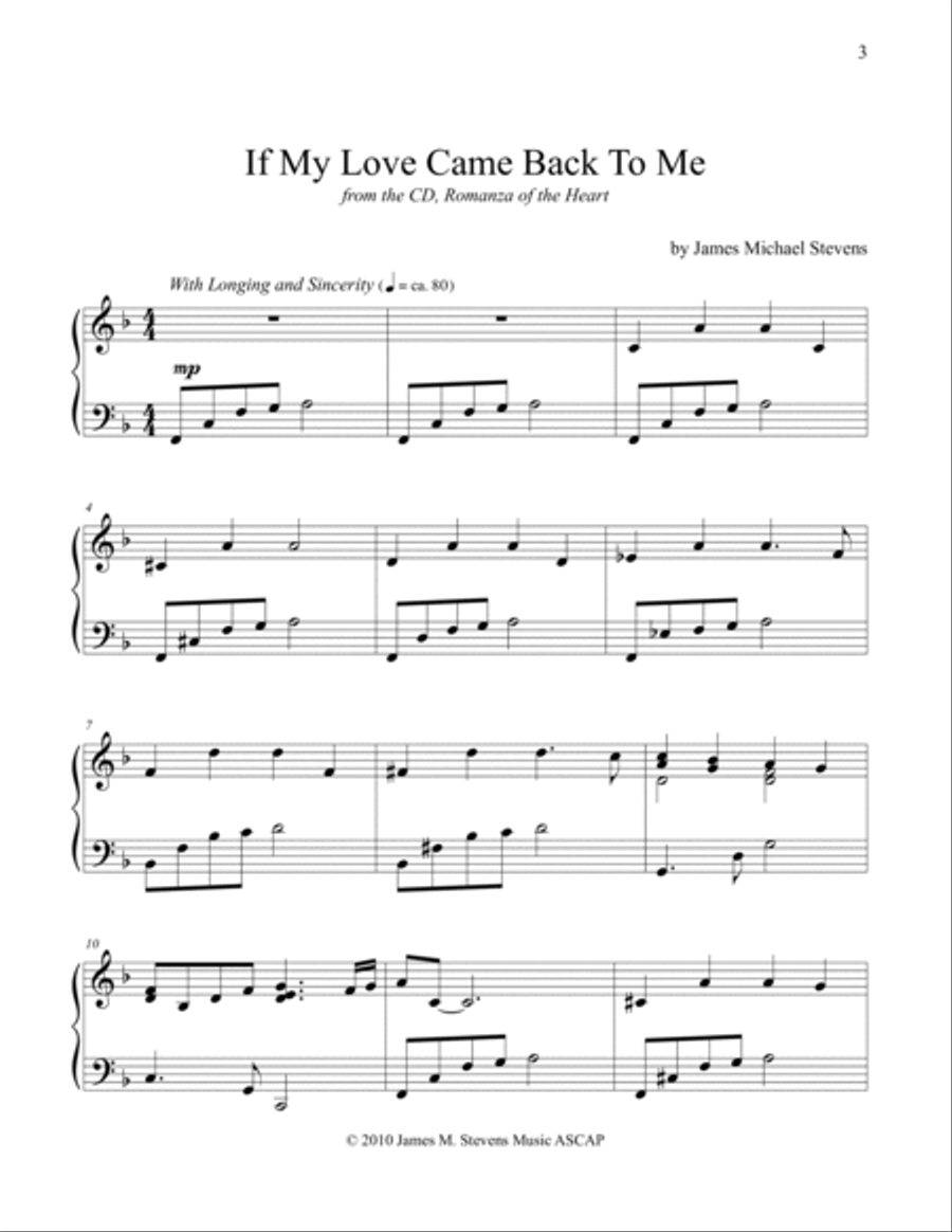 If My Love Came Back to Me Piano Solo scores gallery preview page 3